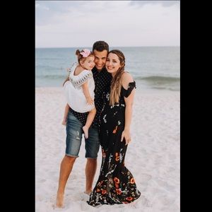 Off-shoulder fit ‘n flare maxi dress